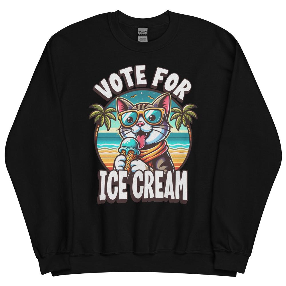 Vote For Ice Cream Cat Sweatshirt - Black Color - https://ascensionemporium.net