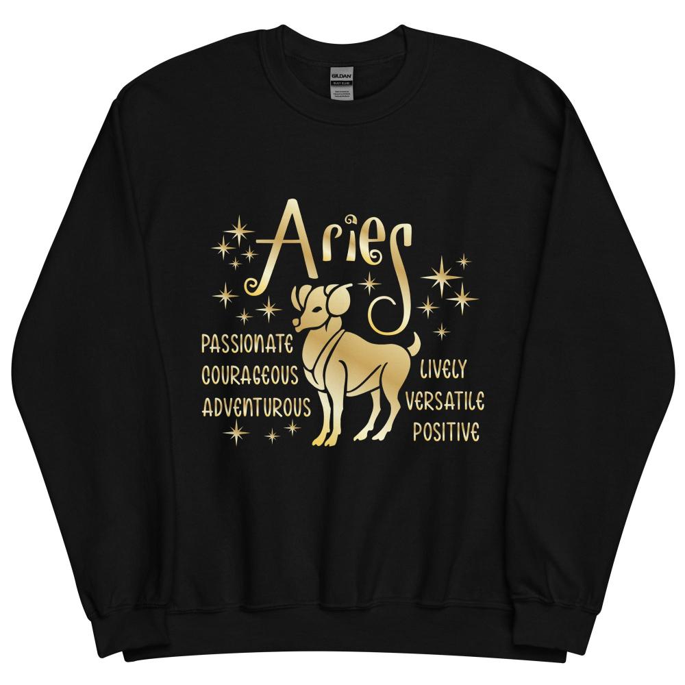 Aries Zodiac Positive Traits Sweatshirt - Black Color - https://ascensionemporium.net