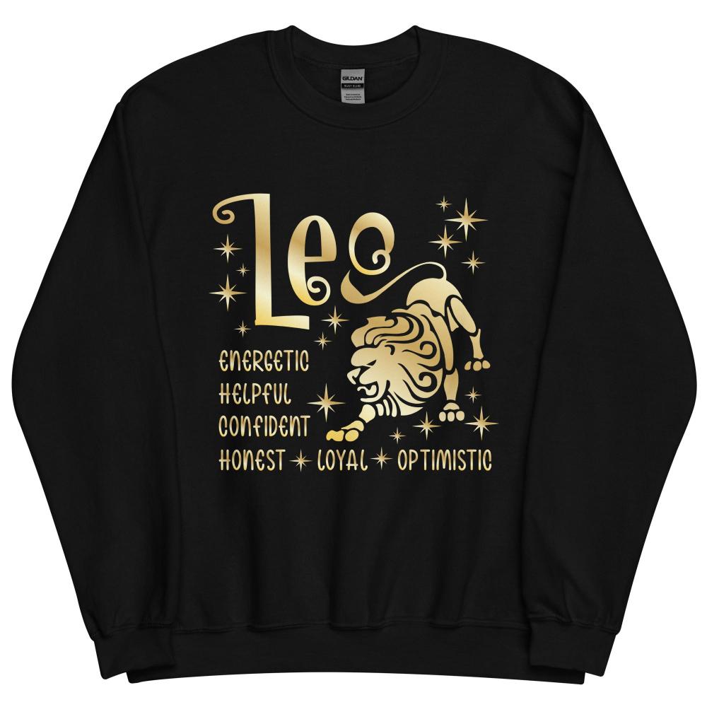 Leo Zodiac Positive Traits Sweatshirt - Black Color - https://ascensionemporium.net