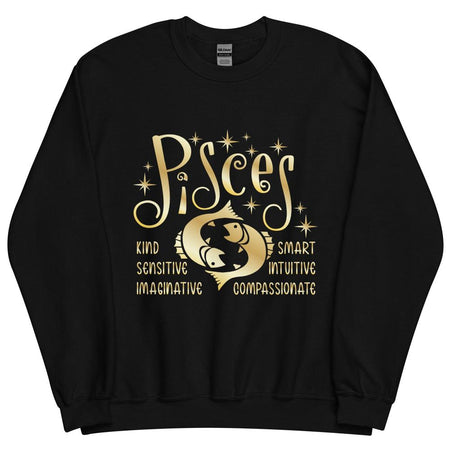 Pisces Zodiac Positive Traits Sweatshirt - Black Color - https://ascensionemporium.net