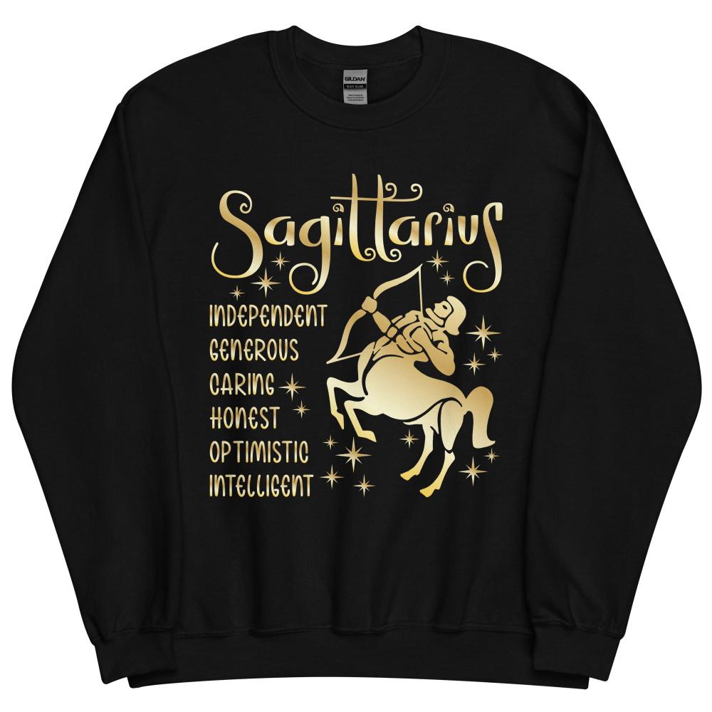 Sagittarius Zodiac Positive Traits Sweatshirt - Black Color - https://ascensionemporium.net