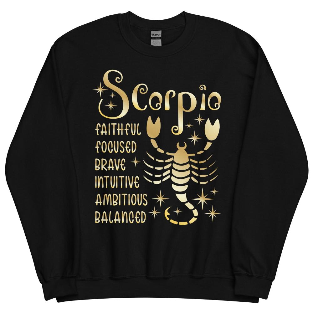 Scorpio Zodiac Positive Traits Sweatshirt - Black Color - https://ascensionemporium.net