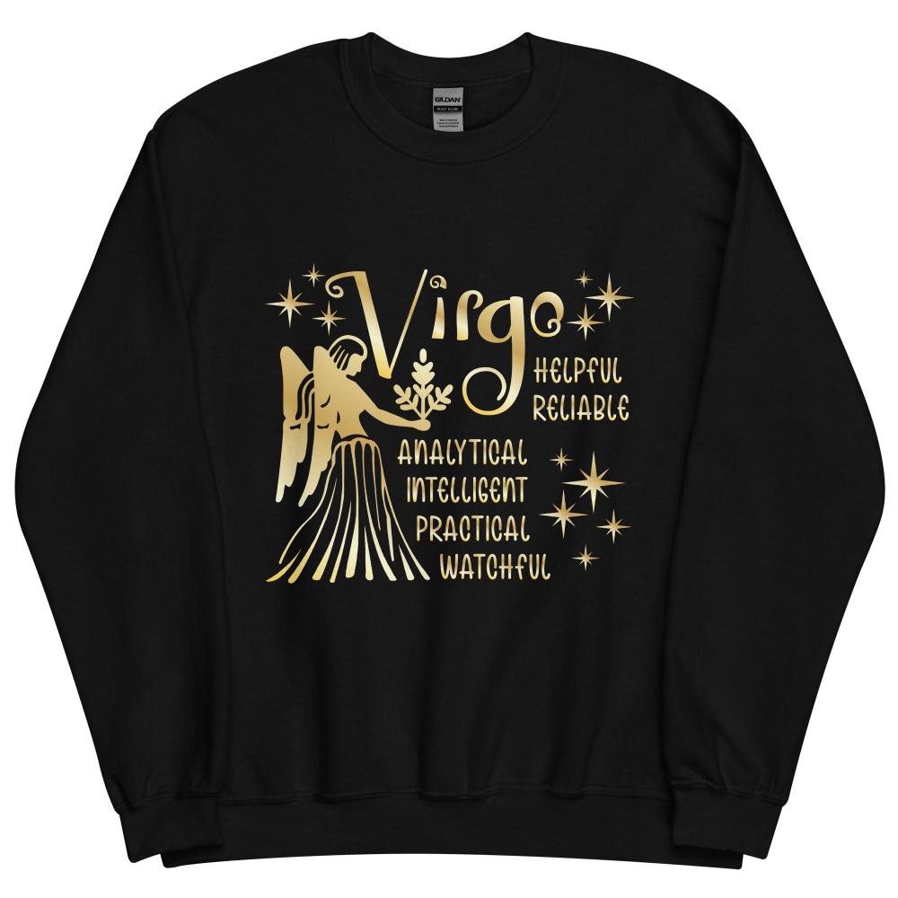 Virgo Zodiac Positive Traits Sweatshirt - Black Color - https://ascensionemporium.net