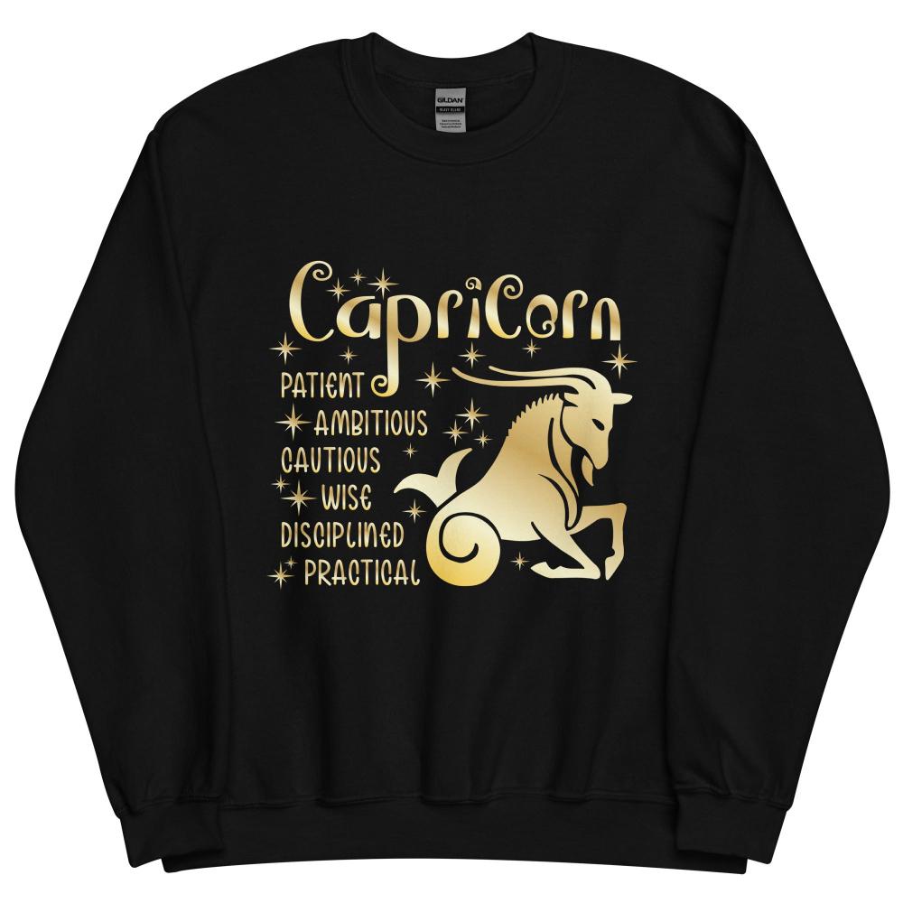 Capricorn Zodiac Positive Traits Sweatshirt - Black Color - https://ascensionemporium.net