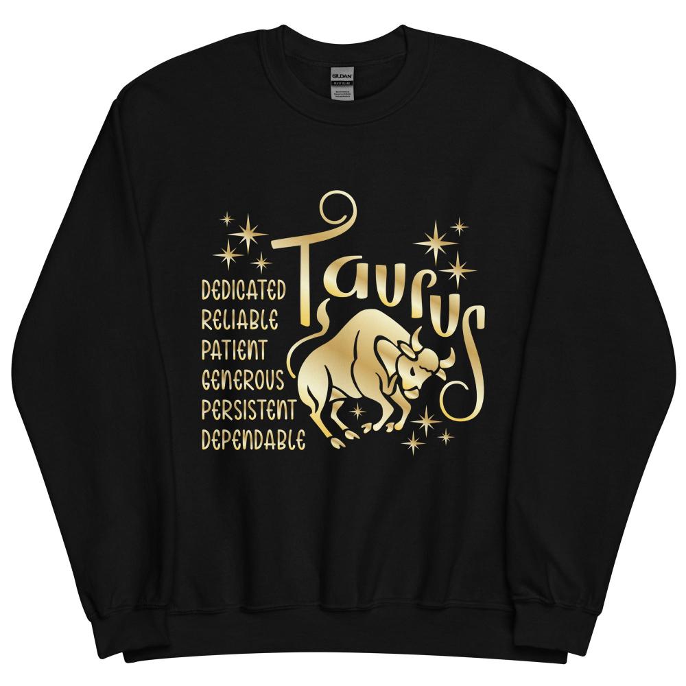 Taurus Zodiac Positive Traits Sweatshirt - Black Color - https://ascensionemporium.net