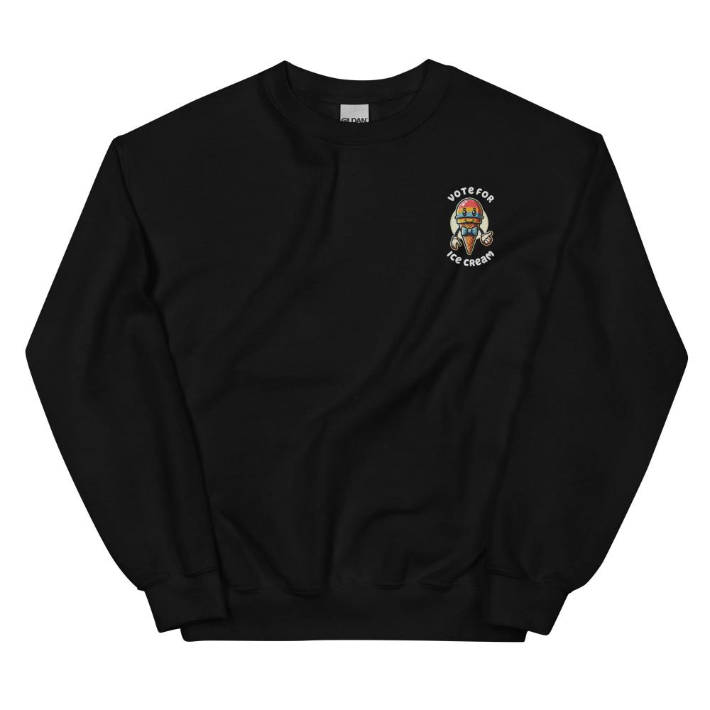 Vote For Ice Cream Embroidered Sweatshirt - Black Color - https://ascensionemporium.net