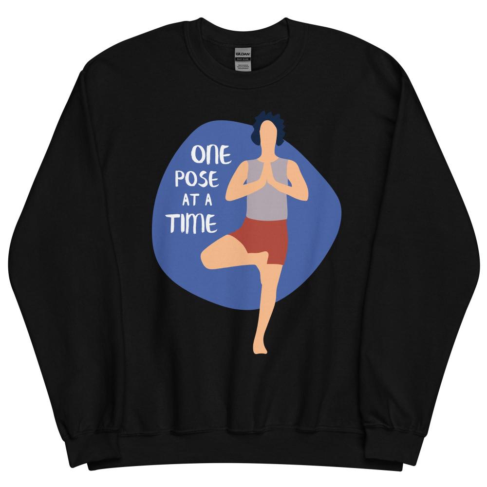 One Pose At A Time Yoga Sweatshirt - Black Color - https://ascensionemporium.net