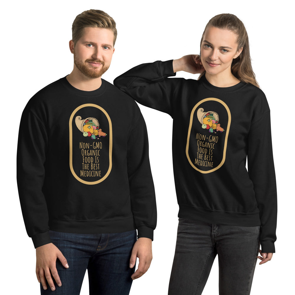 Non-GMO Organic Food Is The Best Medicine Sweatshirt - Black Color - https://ascensionemporium.net