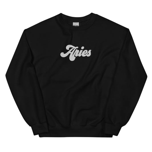 Aries Zodiac Embroidered Sweatshirt - Black Color - https://ascensionemporium.net