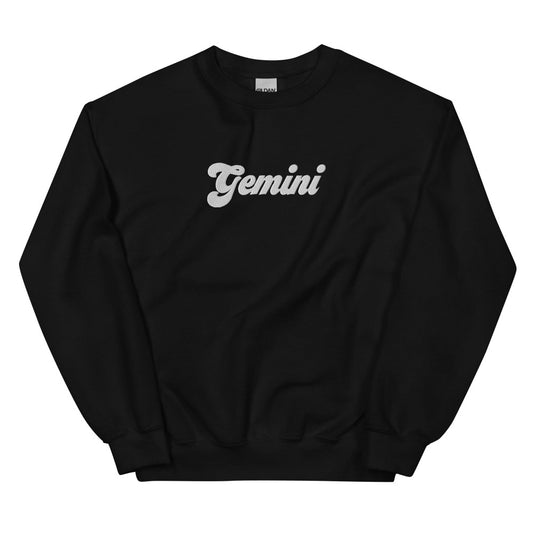 Gemini Zodiac Embroidered Sweatshirt - Black Color - https://ascensionemporium.net