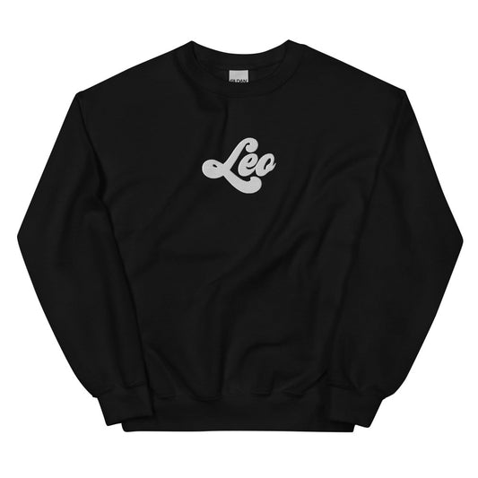 Leo Zodiac Embroidered Sweatshirt - Black Color - https://ascensionemporium.net