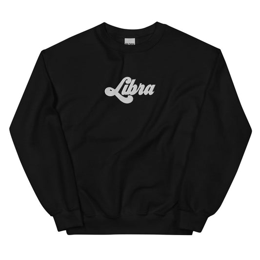 Libra Zodiac Embroidered Sweatshirt - Black Color - https://ascensionemporium.net