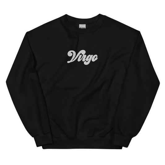 Virgo Zodiac Embroidered Sweatshirt - Black Color - https://ascensionemporium.net