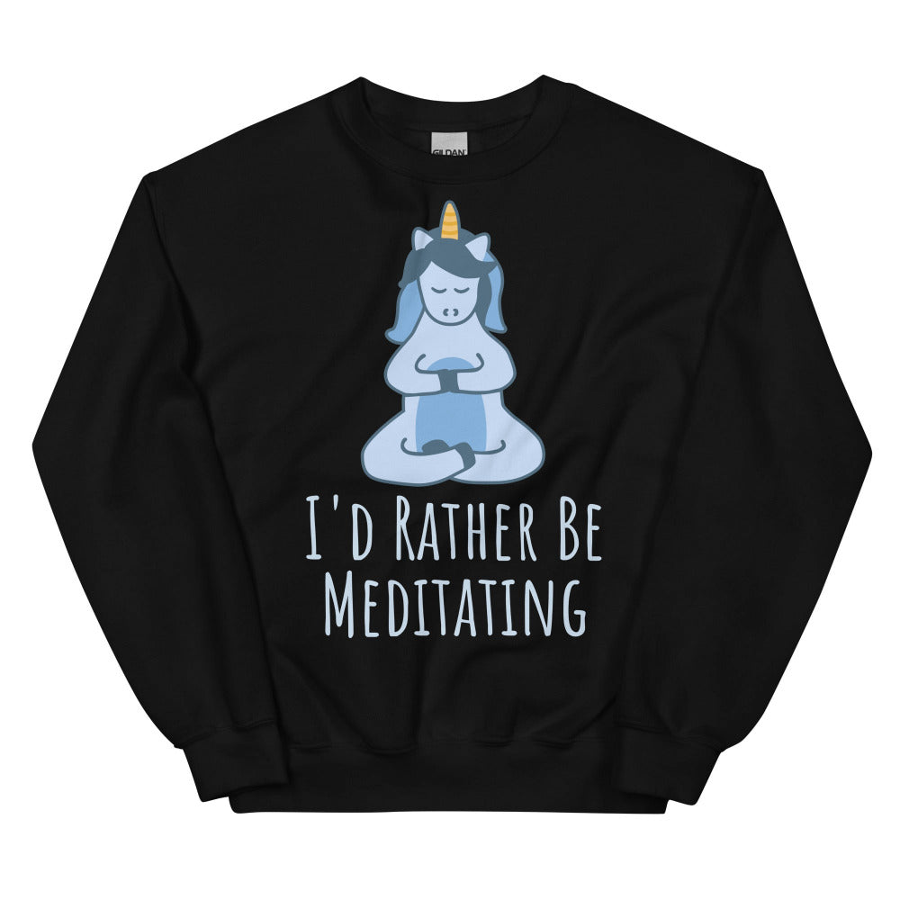 I'd Rather Be Meditating Unicorn Sweatshirt - Black Color - https://ascensionemporium.net