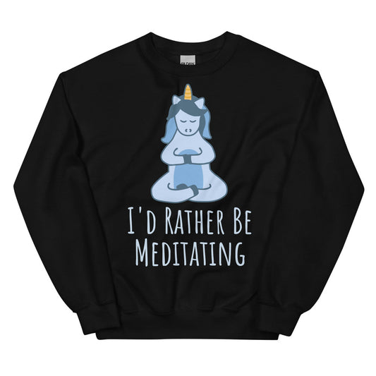 I'd Rather Be Meditating Unicorn Sweatshirt - Black Color - https://ascensionemporium.net