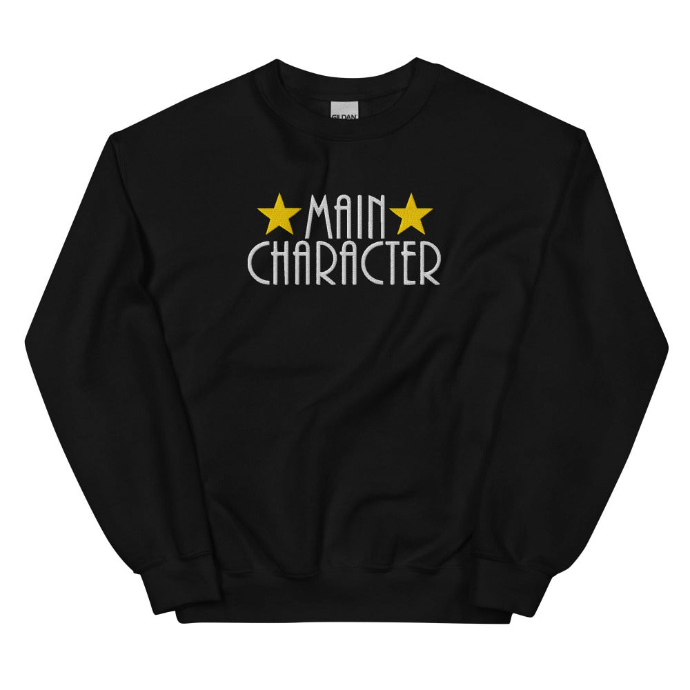 Main Character Embroidered Sweatshirt - Black Color - https://ascensionemporium.net