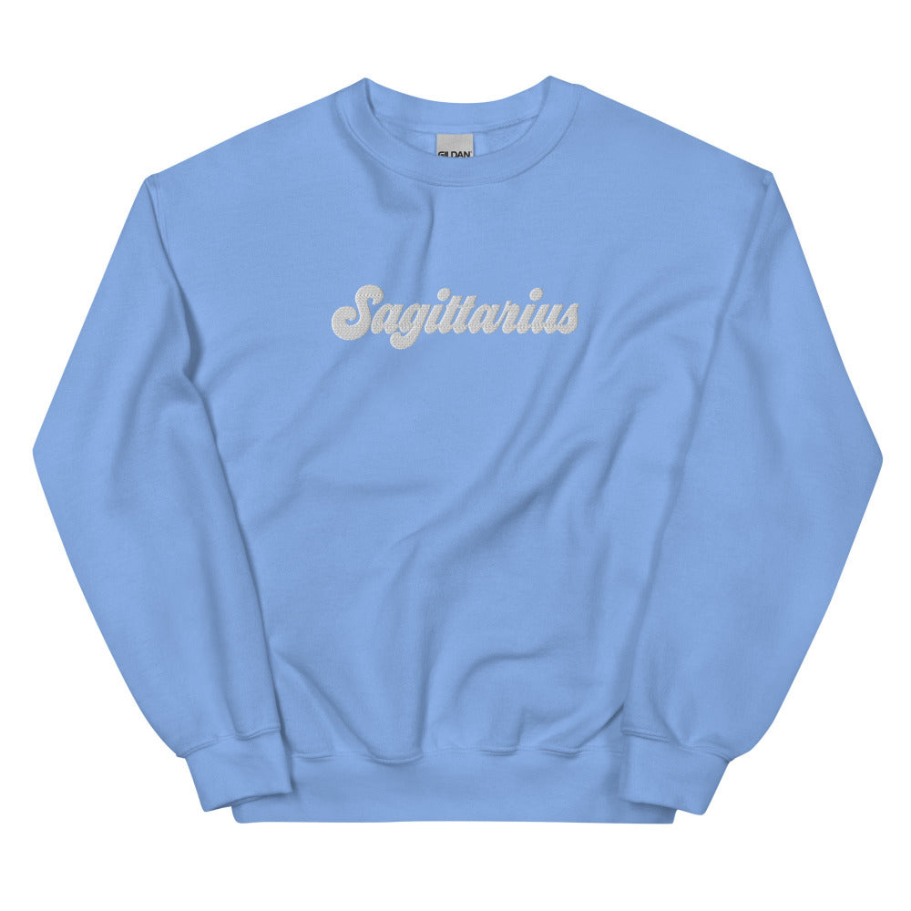 Sagittarius Zodiac Embroidered Sweatshirt - Carolina Blue Color - https://ascensionemporium.net