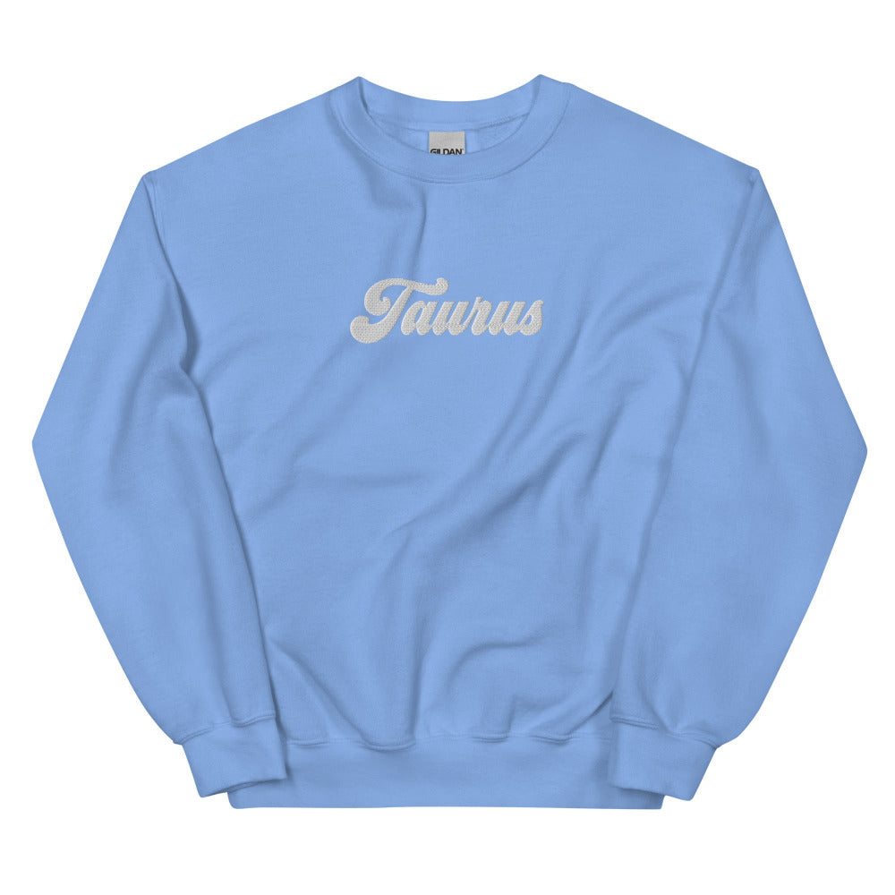 Taurus Zodiac Embroidered Sweatshirt - Carolina Blue Color - https://ascensionemporium.net
