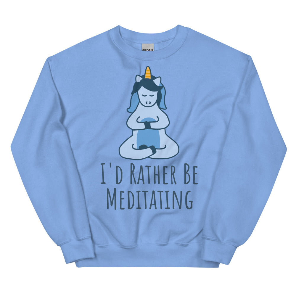 I'd Rather Be Meditating Unicorn Sweatshirt - Carolina Blue Color - https://ascensionemporium.net