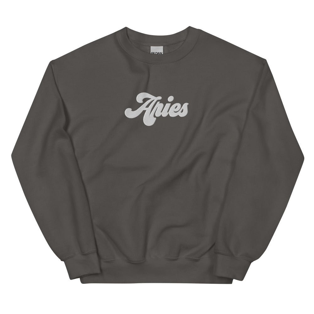 Aries Zodiac Embroidered Sweatshirt - Charcoal Color - https://ascensionemporium.net
