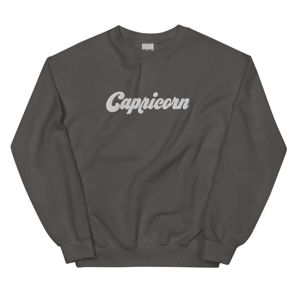 Capricorn Zodiac Embroidered Sweatshirt - Charcoal Color - https://ascensionemporium.net