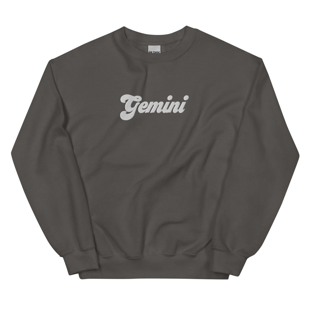 Gemini Zodiac Embroidered Sweatshirt - Charcoal Color - https://ascensionemporium.net