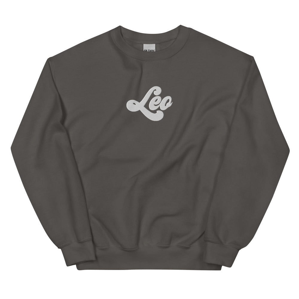 Leo Zodiac Embroidered Sweatshirt - Charcoal Color - https://ascensionemporium.net