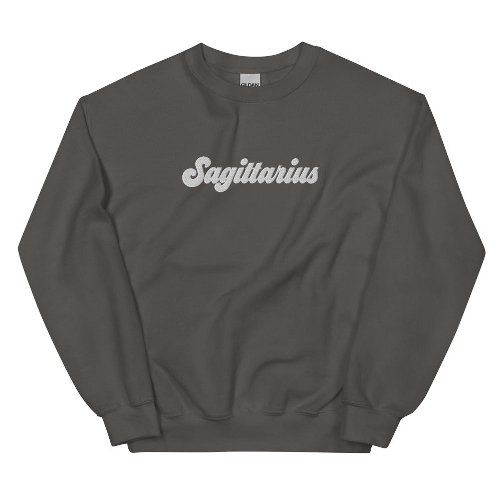 Sagittarius Zodiac Embroidered Sweatshirt - Charcoal Color - https://ascensionemporium.net