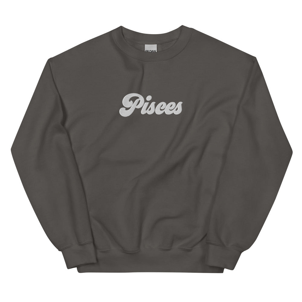 Pisces Zodiac Embroidered Sweatshirt - Charcoal Color - https://ascensionemporium.net