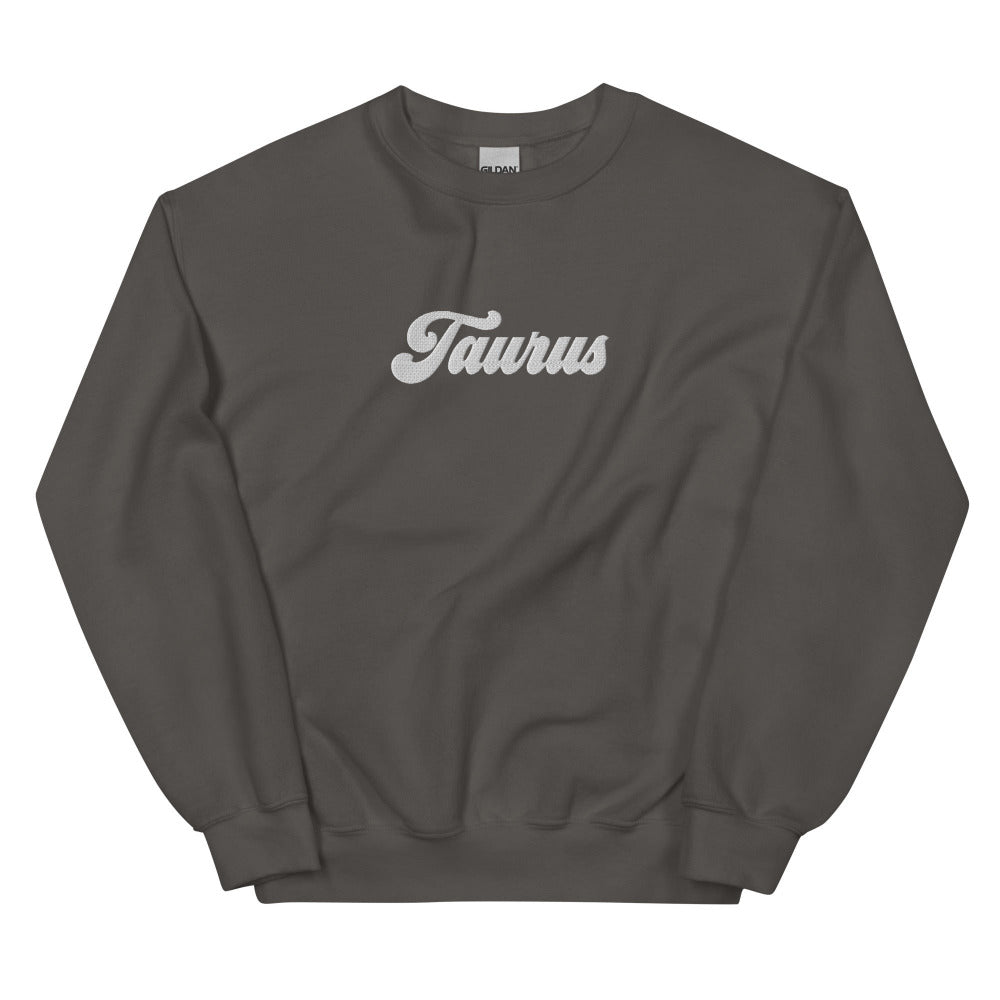 Taurus Zodiac Embroidered Sweatshirt - Charcoal Color - https://ascensionemporium.net