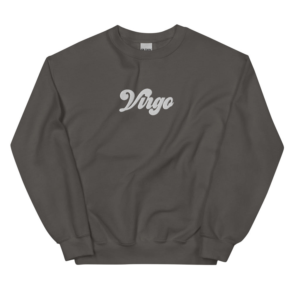 Virgo Zodiac Embroidered Sweatshirt - Charcoal Color - https://ascensionemporium.net