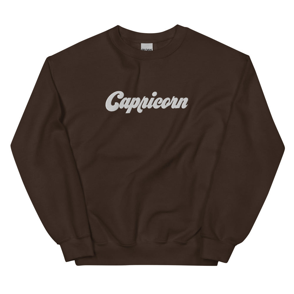 Capricorn Zodiac Embroidered Sweatshirt - Dark Chocolate Color - https://ascensionemporium.net