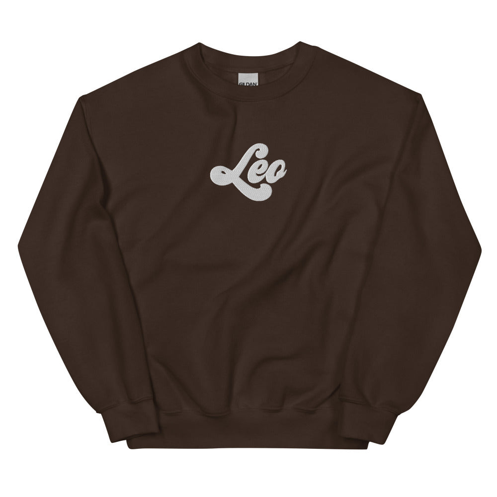 Leo Zodiac Embroidered Sweatshirt - Dark Chocolate Color - https://ascensionemporium.net