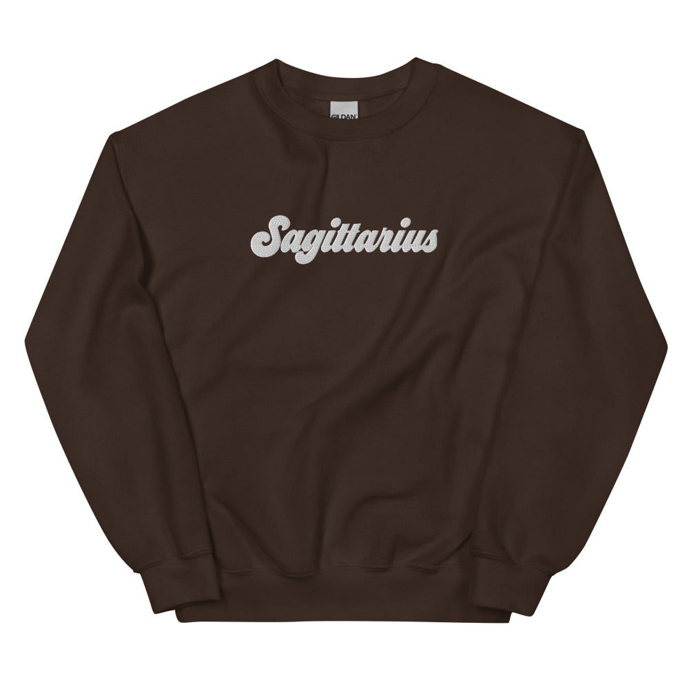 Sagittarius Zodiac Embroidered Sweatshirt - Dark Chocolate Color - https://ascensionemporium.net