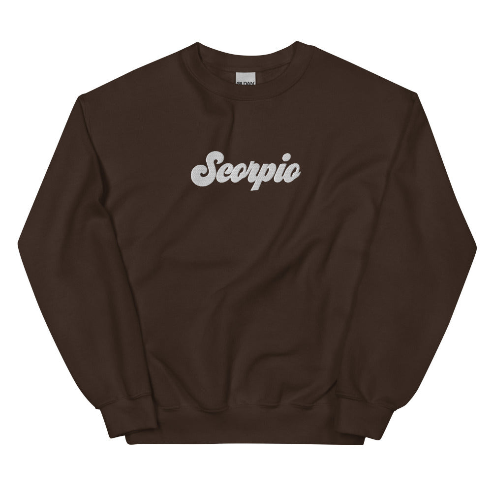 Scorpio Zodiac Embroidered Sweatshirt - Dark Chocolate Color - https://ascensionemporium.net