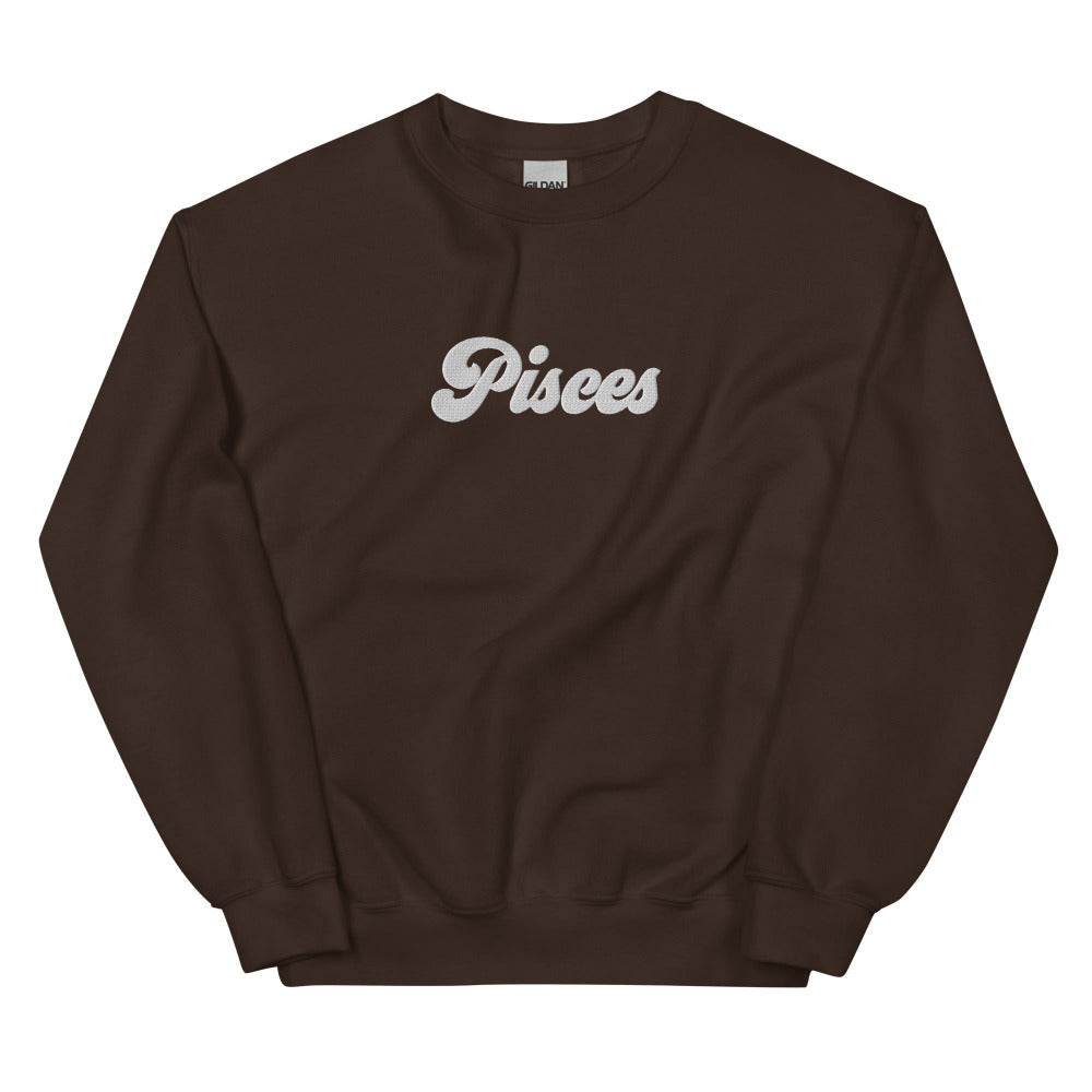 Pisces Zodiac Embroidered Sweatshirt - Dark Chocolate Color - https://ascensionemporium.net