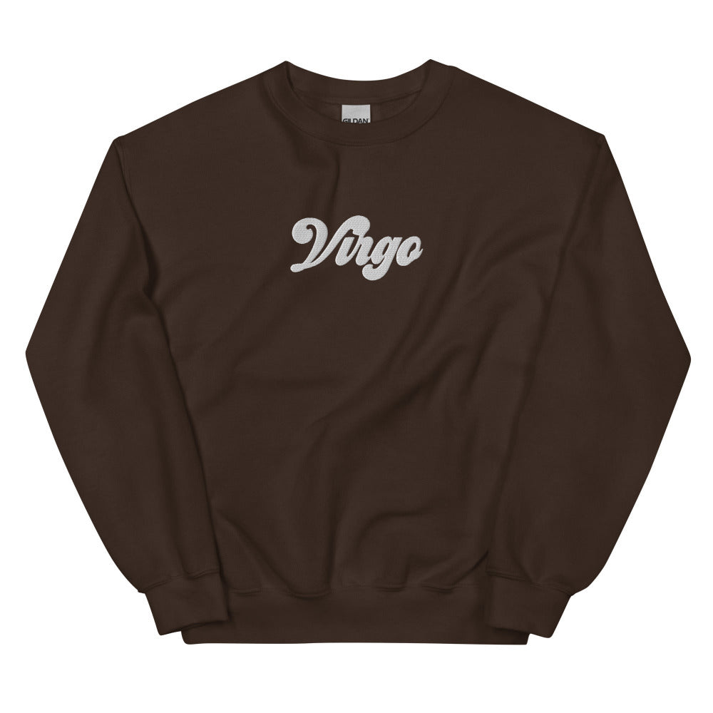 Virgo Zodiac Embroidered Sweatshirt - Dark Chocolate Color - https://ascensionemporium.net