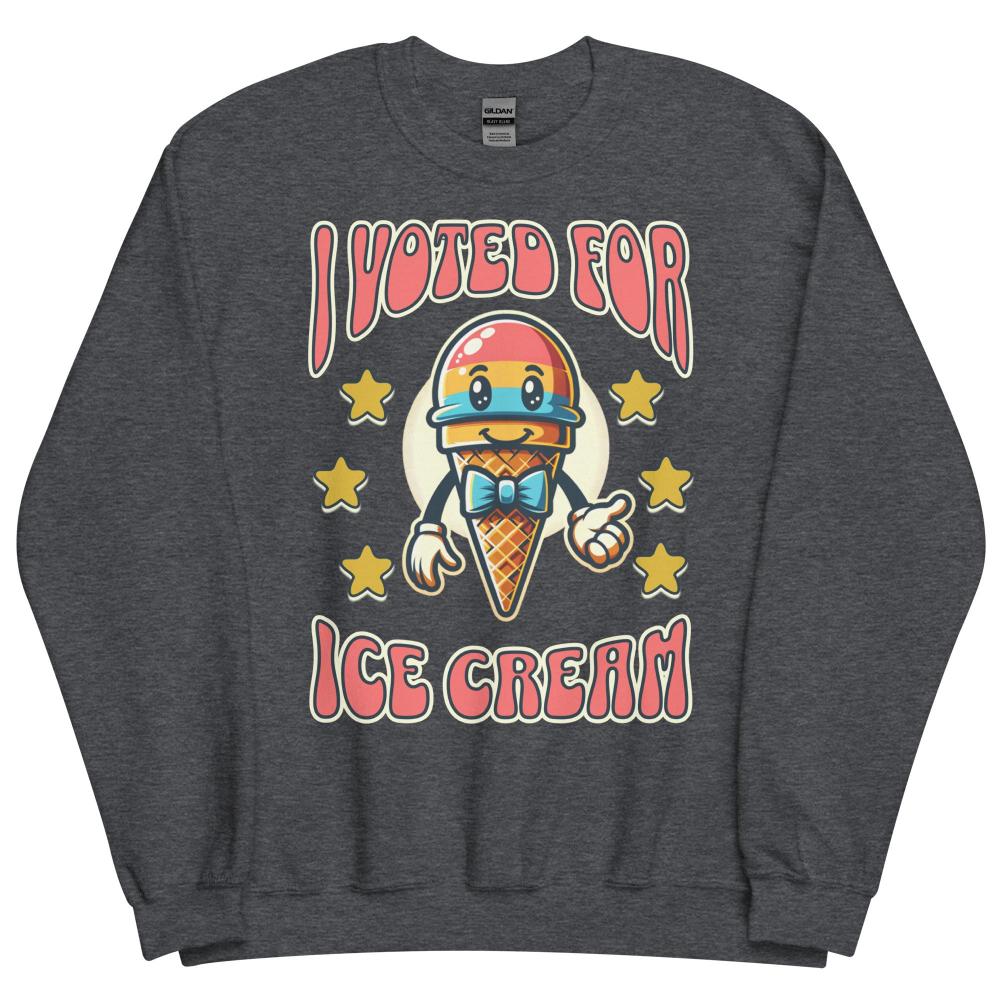 I Voted For Ice Cream Sweatshirt - Dark Heather Color - https://ascensionemporium.net