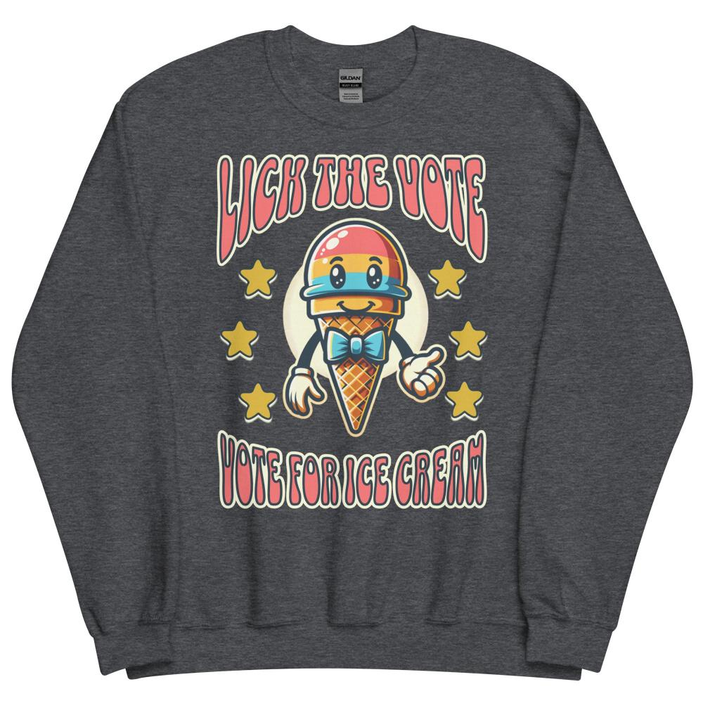 Lick The Vote Ice Cream Sweatshirt - Dark Heather Color - https://ascensionemporium.net