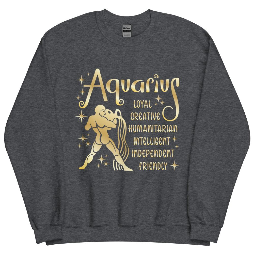 Aquarius Zodiac Positive Traits Sweatshirt - Dark Heather Color - https://ascensionemporium.net