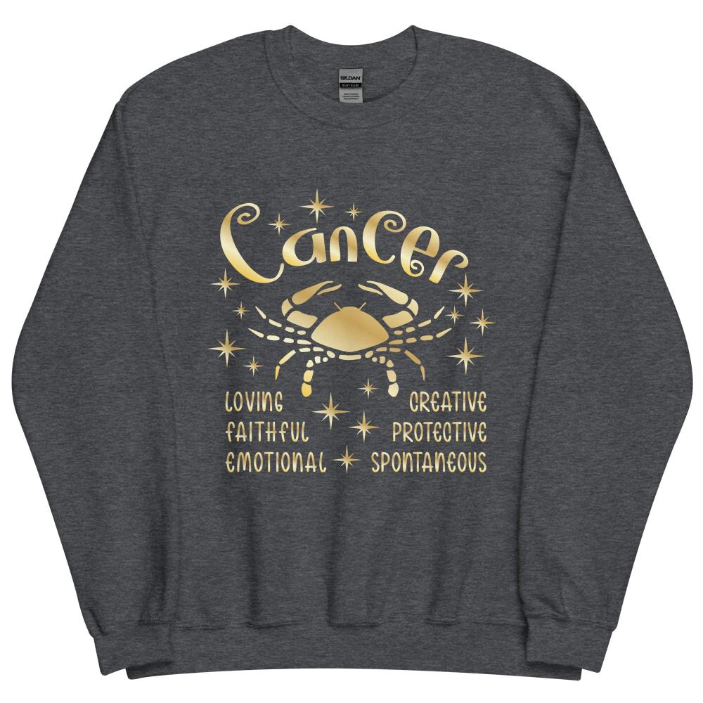 Cancer Zodiac Positive Traits Sweatshirt - Dark Heather Color - https://ascensionemporium.net