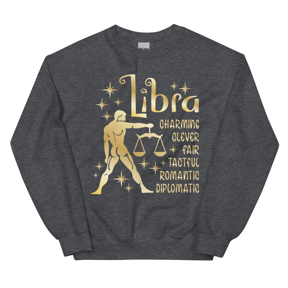 Libra Zodiac Positive Traits Sweatshirt - Dark Heather Color - https://ascensionemporium.net