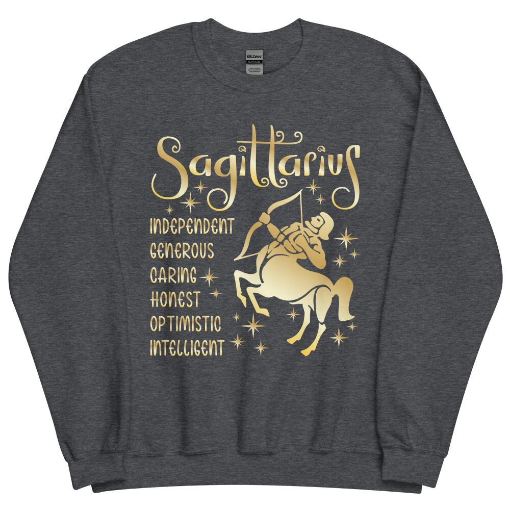 Sagittarius Zodiac Positive Traits Sweatshirt - Dark Heather Color - https://ascensionemporium.net