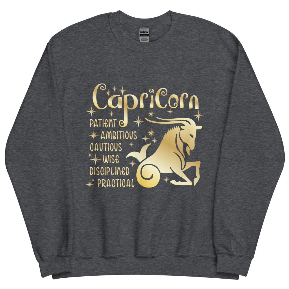 Capricorn Zodiac Positive Traits Sweatshirt - Dark Heather Color - https://ascensionemporium.net