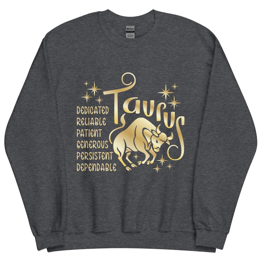 Taurus Zodiac Positive Traits Sweatshirt - Dark Heather Color - https://ascensionemporium.net