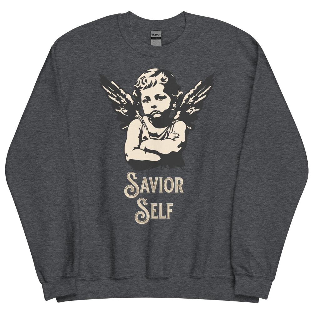 Savior Self Girl Angel Sweatshirt - Dark Heather Color - https://ascensionemporium.net