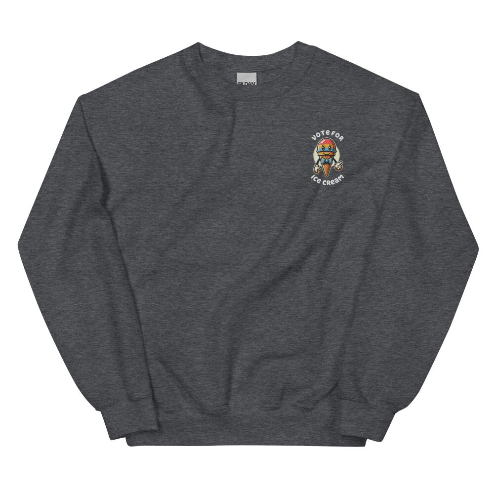 Vote For Ice Cream Embroidered Sweatshirt - Dark Heather Color - https://ascensionemporium.net