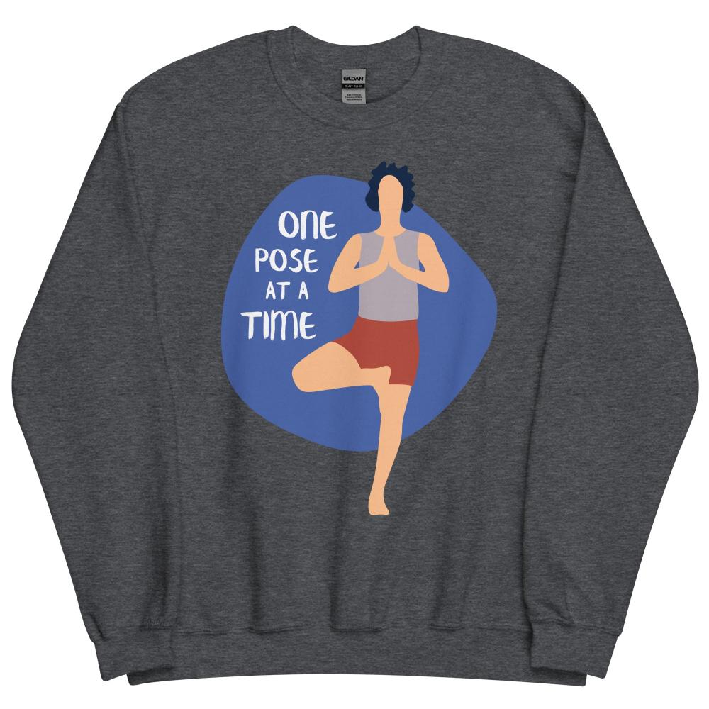 One Pose At A Time Yoga Sweatshirt - Dark Heather Color - https://ascensionemporium.net