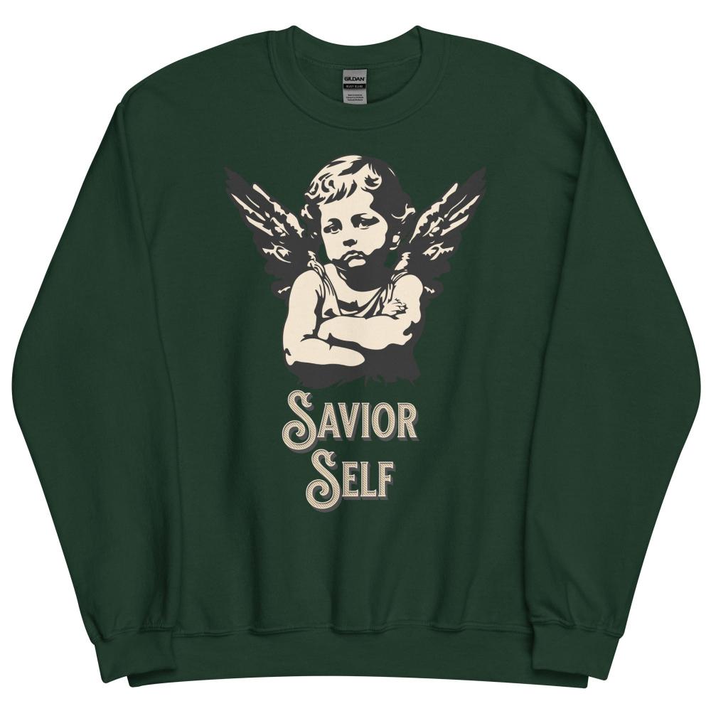 Savior Self Girl Angel Sweatshirt - Forest Green Color - https://ascensionemporium.net