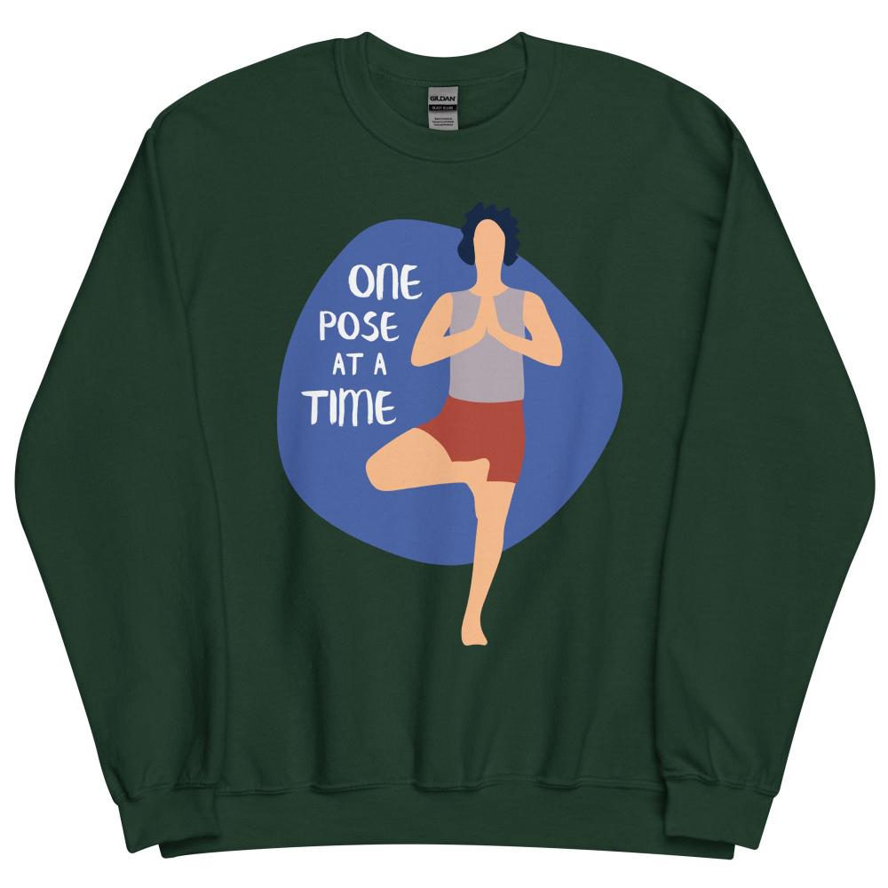 One Pose At A Time Yoga Sweatshirt - Forest Green Color - https://ascensionemporium.net